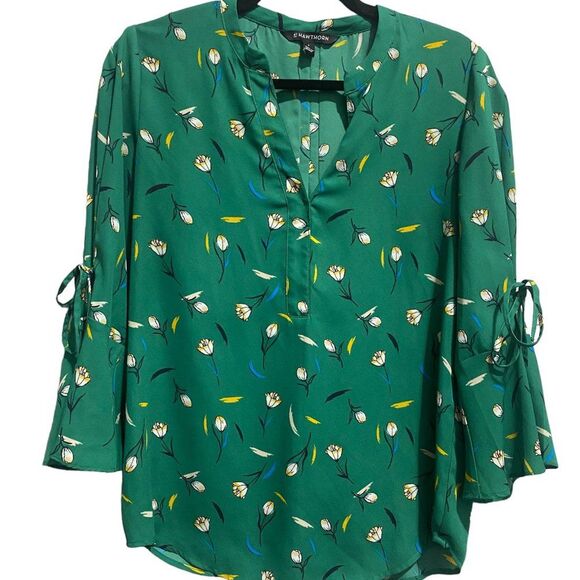 41 Hawthorn Floral Trina Bell Green Blouse Small - Picture 4 of 8